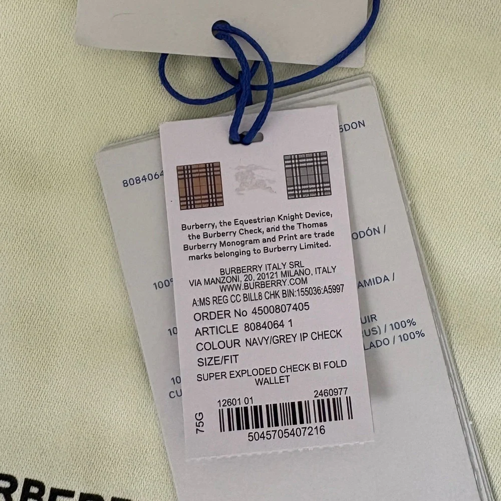 Burberry Navy check printers wallet NEW